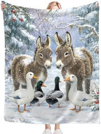 Donkey Duck Blanket for Girls Women Boys Men Adults Kids Soft Cozy Fleece Christmas Duck Throw Blankets Gifts Warm Flannel Plush Lightweight Decor for Couch Bed Sofa 80"X60" - Image 5