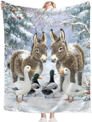 Donkey Duck Blanket for Girls Women Boys Men Adults Kids Soft Cozy Fleece Christmas Duck Throw Blankets Gifts Warm Flannel Plush Lightweight Decor for Couch Bed Sofa 80"X60" - Image 5