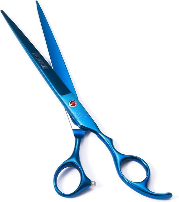 Moontay 8" Professional Dog Grooming Scissors Set of 5 with Pet Comb & Bag | Pet Grooming Chunkers Shears for Dog, Curved Dog Grooming Scissors, Thinning Shears for Dog with Grooming Comb, Blue
