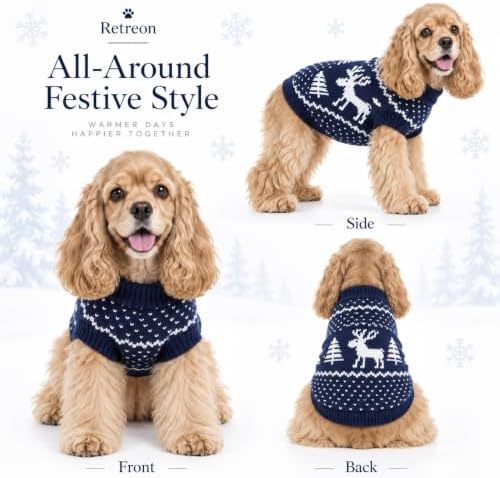 Dog Sweater for Small Dogs Girl Boy Winter, Dog Clothes, Blue, M - Image 4