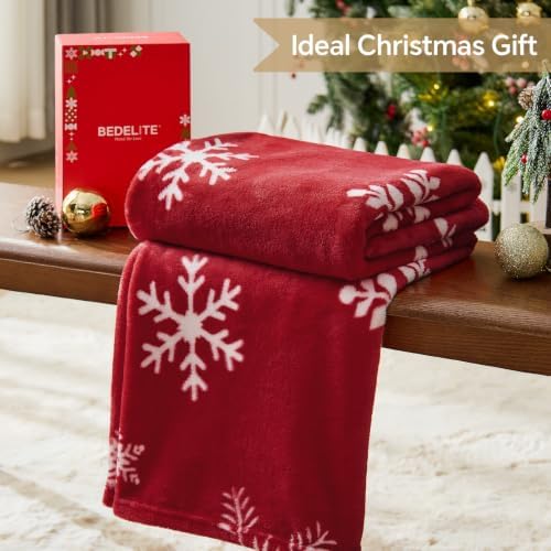 BEDELITE Christmas Throw Blanket for Decor & Gift, Red Snowflake, 50"x60" - Image 4