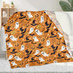 Orange Halloween Blanket, Spooky Pumpkin Ghosts Fleece Throw Blanket for Kids, Fall Halloween Decorations Gifts for Kids Women Birthday, 40x60 Inches - Image 5