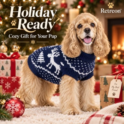 Dog Sweater for Medium Dogs Girl Boy Winter, Dog Clothes, Blue, XL - Image 7