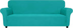 ZNSAYOTX Oversized Super Stretch Couch Cover (92"-115"), New Striped Sofa Covers Comfortable & Durable, Dog Cat Pets Friendly Extra Large Spandex Sofa Slipcovers (XL Sofa, Peacock Teal)