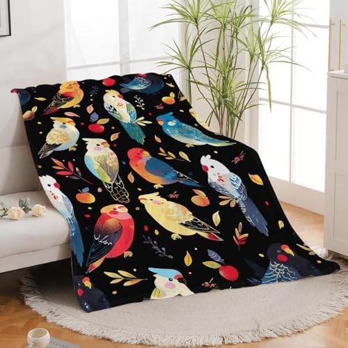 Parrot Bird Throw Blanket Cute Cockatiel Stuff Gifts for Kids Girls Boys Adults Women Men Soft Cozy Warm Plush Fluffy Fuzzy Fleece Blanket Decor 60''X80'' by Fuzawet
