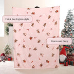 Pink Gingerbread Twin Size Throw Blanket for Bed, Soft Cute Fuzzy Christmas Fleece Blankets, Room Home Decor Gifts for Women Girls, 60x80 Inches - Image 6