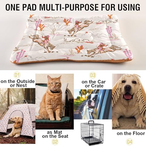 Dog Bed Mat Cowgirl Western American Washable Anti Slip Bottom Comfy Kennel Pad Cat Crate Pet Pad 24 x 36 Inches - Image 5