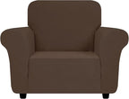 ZNSAYOTX Chair Cover with Arms (30"-47"), New Striped Sofa Chair Covers for Living Room, Dogs Pet Friendly Anti-Slip Chair Protector Spandex Armchair Slipcovers (Coffee, Chair)
