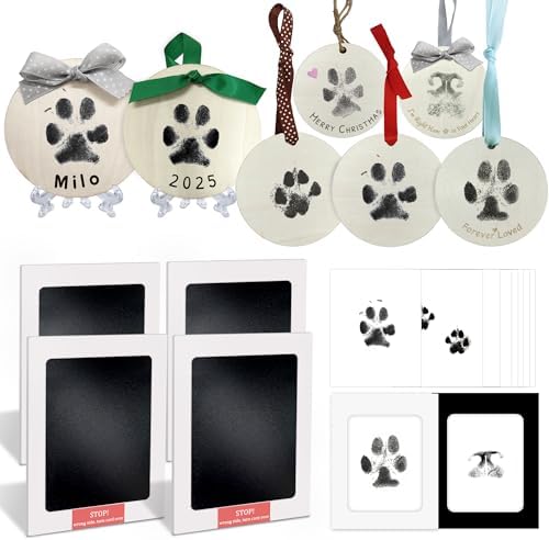 Inkless Pet Paw Print Kit,Dog Nose Print Kit,Ink Paw Print Ornament for Dogs Cats,Clean Touch Ink Pad,Mess Free,Pawprints Memorial Keepsakes,Pets Paw Print Impression Kit-4 Pack by Unknown