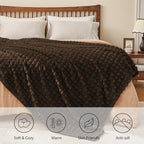 BEDELITE 3D Checked Brown Fleece Throw Blanket for Couch, 50x70 Inch - Image 3