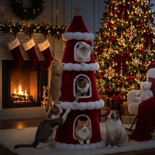 LUCKLIFE 59" Christmas Cat Tree,Multi-Level Condo Tower - Image 2