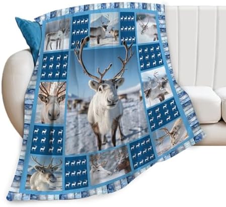 Reindeer Blanket for Girls Women Boys Men Adults Kids Soft Cozy Fleece Deer Moose Throw Blankets Gifts Warm Flannel Plush Lightweight Decor for Couch Bed Sofa 80"X60" - Image 2