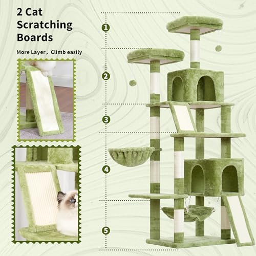 Gitelsnour Cat Tree, 71'' Tower for Large Cat with Scratching Post, GCT032GR - Image 3