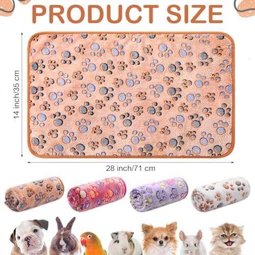Reginary 4 Pcs Guinea Pig Fleece Cage Liners, Paw Print, 28 x 14 Inch - Image 2
