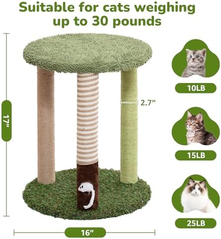 Woochpet Small Cat Tower with Cat Scratching Post,Short Cat Tree for Kitten - Image 3