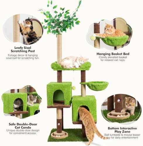 WOOCHPET Large Cat Tree with Condos and Hammock Tall Cat Tower - Image 4