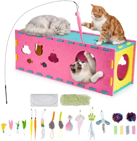 AsFrost 33inch Interactive Cat Toy Feather Toys Playhouse for Indoor Cats by AsFrost