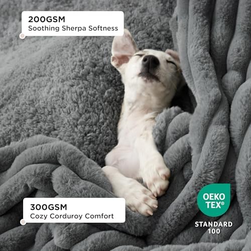 Bedsure ComfyFleece® Waterproof Blanket for Bed, Queen（86"x108"） Warm Grey - Image 2