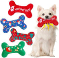 SCENEREAL Christmas Dog Toy Pack 4, Durable Cute Interactive Dog Stuffed Plush Squeaky Toys with Squeaker, Pet Chew Toys for Small Medium Dogs Puppies Bone Shape by SCENEREAL