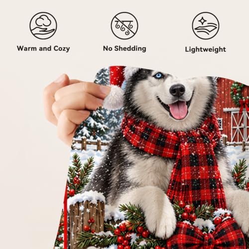 Husky Christmas Throw Blanket Snowy Farm Dog Holiday Gifts 50''x60'' - Image 7