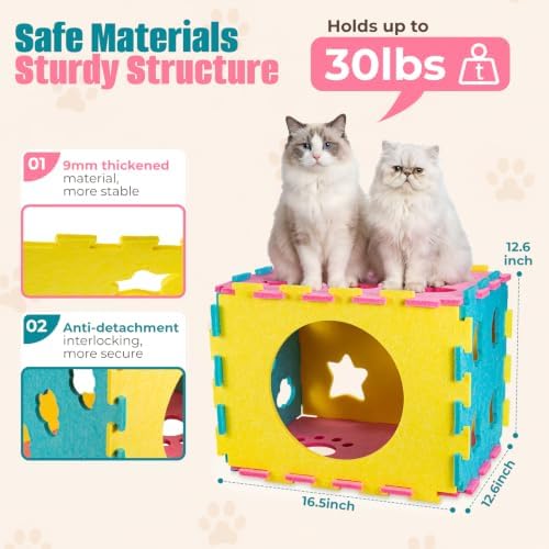 AsFrost Interactive Cat Toy for Indoor Cat, kitten Toys Cube Play House Bed - Image 4
