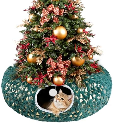 Cat Tunnel Bed Under Christmas Tree, 3FT Folding Kitten Tunnels by Unknown
