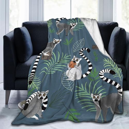 Lemur Blanket for Girls Women Boys Men Adults Kids Soft Cozy Fleece Cute Lemur Throw Blankets Gifts Warm Flannel Plush Stuff Lightweight Decorative for Couch Bed Sofa 60"X50" - Image 5