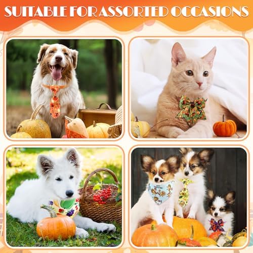 Reginary 120 Pcs Thanksgiving Dog Bandanas Bulk Dog Bows Neckties Set - Image 5
