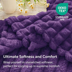 BEDELITE 3D Checked Purple Fleece Throw Blanket for Couch, 50x60 Inches - Image 6
