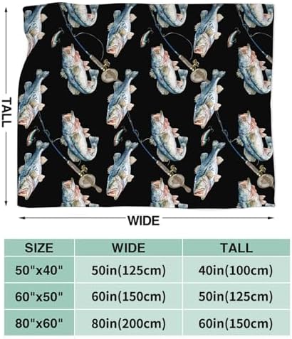 Bass Fish Blanket for Girls Women Boys Men Adults Kids Soft Cozy Fleece Fishing Throw Blankets Fisherman Gifts Warm Flannel Plush Lightweight Decor for Couch Bed Sofa 60"X50" - Image 7