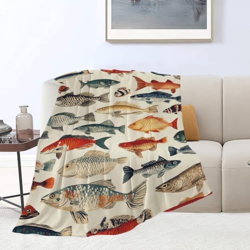 Fish Throw Blanket Fish Gifts for Kids Girls Boys Adults Women Men Soft Cozy Warm Plush Fluffy Fuzzy Fleece Blanket Birthday Festival Decor 50''X60'' - Image 2