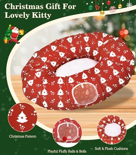 Pawaboo Cat Tunnel Under Christmas Tree Skirt for Indoor Cats, Xmas Tree - Image 4