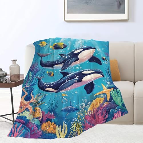 Whale Throw Blanket Ocean Whale Stuff Gifts for Kids Girls Boys Adults Women Man Soft Cozy Warm Plush Fluffy Fuzzy Fleece Blanket Decor 40''X50'' - Image 6
