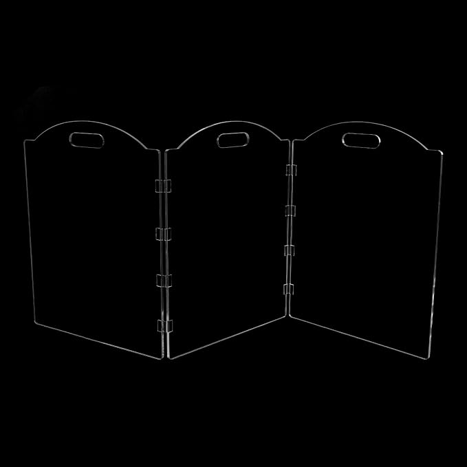 Clear Acrylic Freestanding Dog Gates for the House – Folding 3-Panel Pet Gates for Doorways, Indoor Stairs, and Hallways, Transparent Barrier for Dogs, Puppies, and Cats