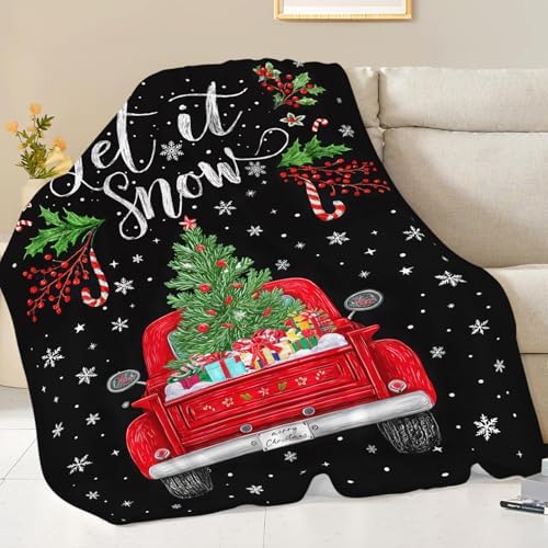 Christmas Truck Blanket for Girls Women Boys Men Adults Kids Soft Cozy Fleece Red Truck Throw Blankets Gifts Warm Flannel Plush Lightweight Decor for Couch Bed Sofa 80"X60" - Image 3