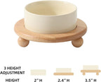 Havniva Raised Cat Bowl 5.1” Elevated Ceramic Cat Food and Water Bowl | Cat Bowls Elevated, Whisker Friendly Cat Bowl, Non-Slip Wood Stand, Food-Grade Ceramic, Wide Opening, Dishwasher Safe