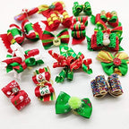 100pcs Dog Puppy Cat Christmas 3D Rhinestone Hair Bows with Rubber Bands Flat Pet Xmas Grooming Accessories - Image 5