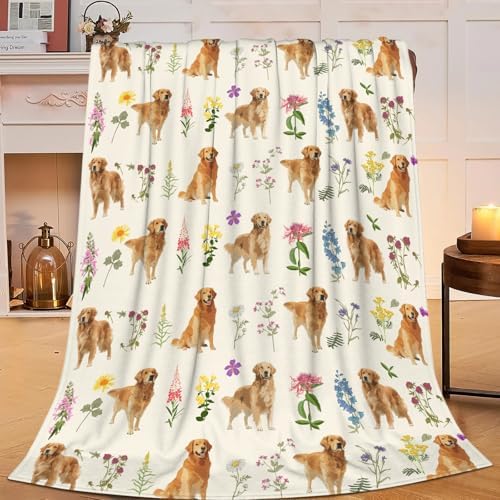 Golden Retriever Throw Blanket Golden Retriever Puppy Stuff Gifts for Dog Lover Kids Girls Boys Adults Women Men Soft Cozy Warm Plush Fluffy Fuzzy Fleece Blanket Decor 40''X50'' by Fuzawet