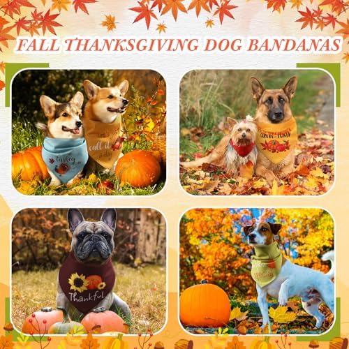 100 Pcs Fall Thanksgiving Dog Bandana Bulk with Sayings Pet Triangle Scarf Bibs Washable Puppy Kerchief Adjustable Grooming Supplies for Small Medium Large Dog Cat Costume Accessories - Image 2