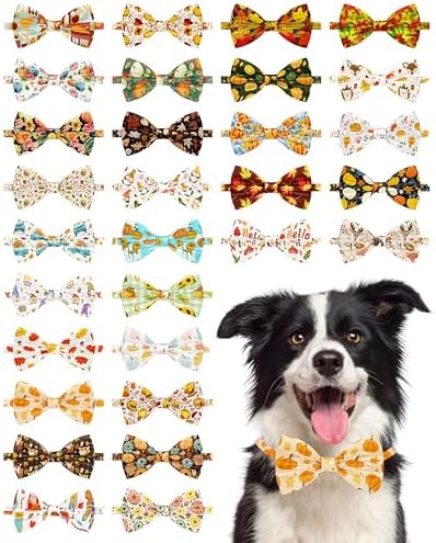 PET SHOW 30 Pack Fall Dog Bowties Bulk for Large Dogs by PETSHOW