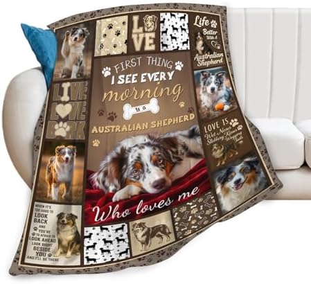 Australian Shepherd Blanket for Girls Women Boys Men Adults Kids Soft Cozy Fleece Aussie Dog Pet Throw Blankets Gifts Warm Flannel Plush Lightweight Decor for Couch Bed Sofa 80"X60" - Image 2
