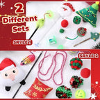 Shappy 2 Sets 22 Pcs Christmas Cat Stocking Toys with Cat Sticks Shaped Santa, Xmas Tree, Yarn Balls, Toy Mouse, Xmas Stocking Pet Set, Interactive Pet Gifts - Image 2