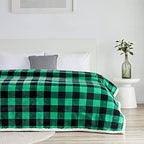 Touchat Sherpa Green and Black Buffalo Plaid Christmas Twin Blanket 60" X 70", Fuzzy Fluffy Soft Cozy Blanket, Fleece Flannel Plush Microfiber Blanket for Couch Bed Sofa (Green and Black) - Image 4
