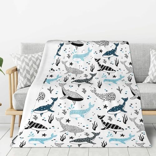 Whales Throw Blanket Sharks Lightweight Warm Flannel Fleece Blankets Cozy Soft Air Conditioning Blanket Gifts for Women Men Girls Boys 50"x40" - Image 6