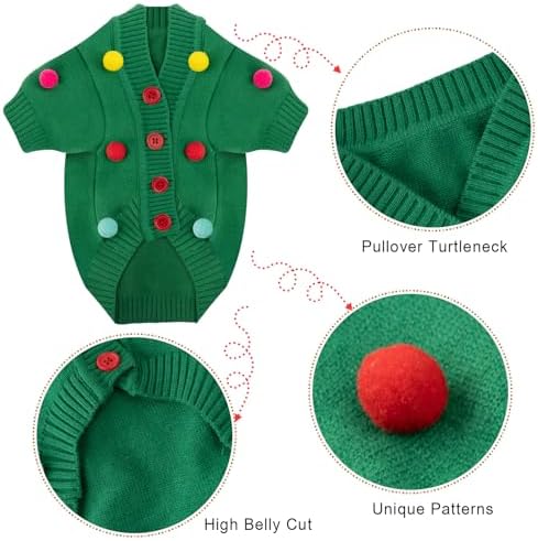 Dog Christmas Sweater Red Plaid Cardigans Dog Christmas Outfit Soft Warm Knitted Pet Clothes Cold Weather Puppy Clothes for Small Medium Large Dogs Cats - Image 6