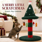 Cat Scratching Post with 4 Hanging Plush Toy - Christmas Tree Alternative Give Your Cat a Toy and Scratching Post in One with This Ultimate Tree 30 * 15 Inch Red Green - Image 2