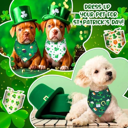 Geyoga 240 Pcs Dog Bandanas Bulk 4th of July Patriotic Pet Bandanas Adjustable Summer Triangle Dog Grooming Scarf Bibs Kerchief for Small Medium Large Cats Pet Costume(St Patricks Day) - Image 4