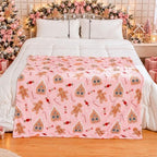 Fuweave Pink Gingerbread Man Christmas Throw Blanket Gifts 50 x 60 Inches - Image 3
