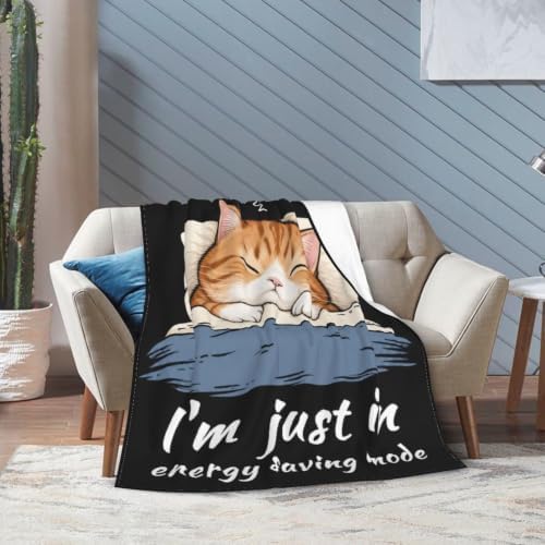 Sleepy Orange Cat Blanket Throw Gift for Girls Women 80"X60" - Image 2