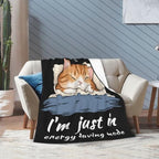 Sleepy Orange Cat Blanket Throw Gift for Girls Women 80"X60" - Image 2